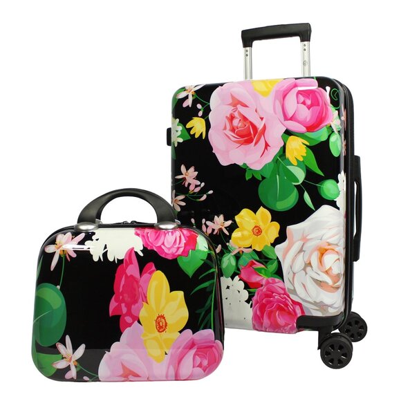 World Traveler Peonies 2-Piece Hardside Polycarbonate Carry-On Luggage Set - Picture 1 of 11